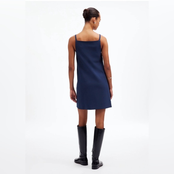 Madewell High Neck Button Up Mini Dress Navy Blue NWT Size 4 - Picture 6 of 9